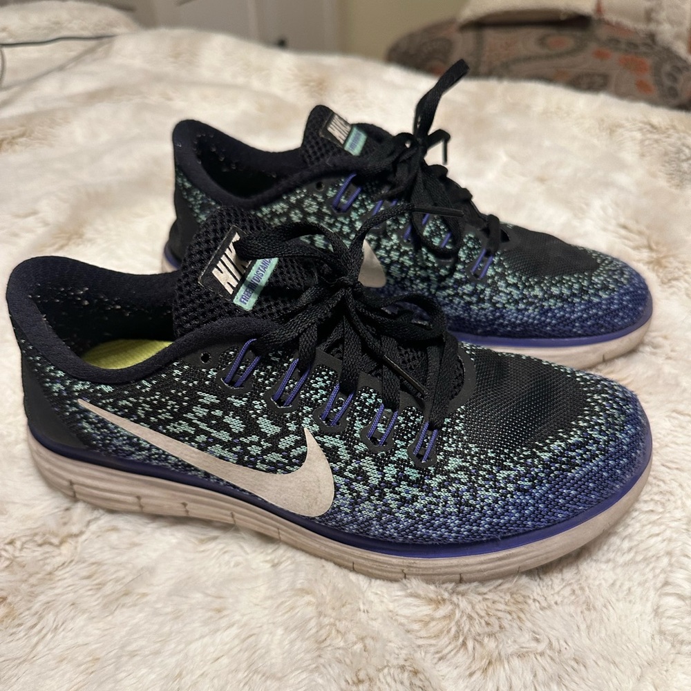 Nike Free RN Distance Womens Size 8 Running Shoe Blue Training Sneakers
